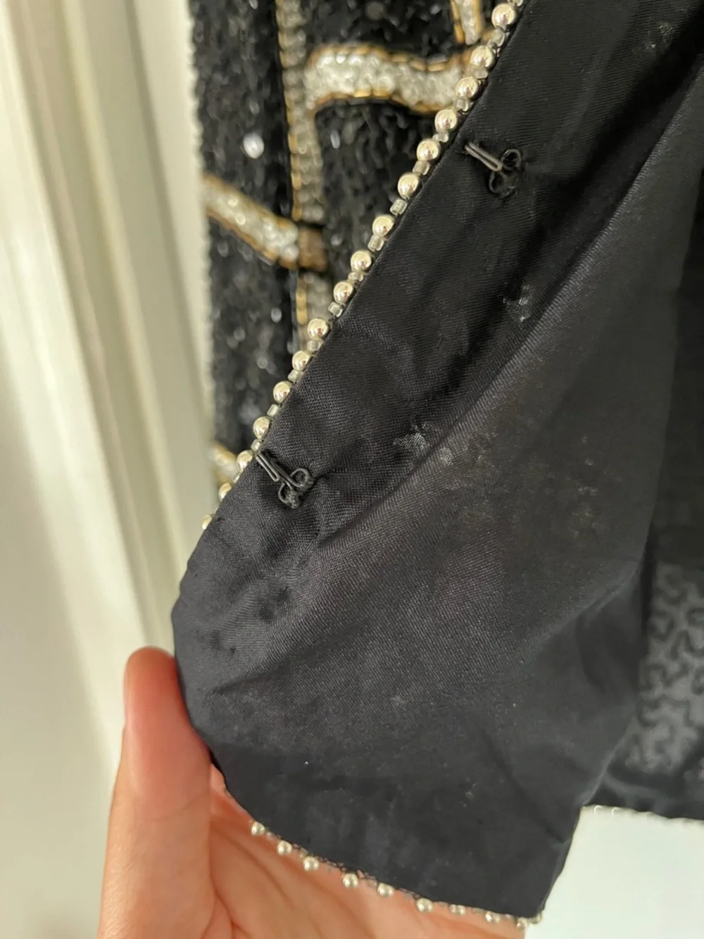 Vintage Embellished Black Sequin Cropped Jacket - Picture 7 of 16